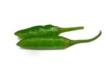 Fresh green pepper isolated on white background