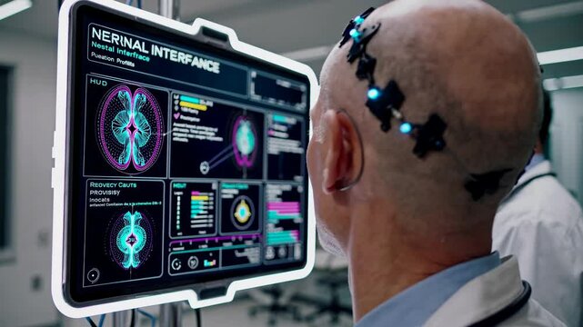 Exploring neural networks in a high-tech research lab environment with advanced monitoring equipment