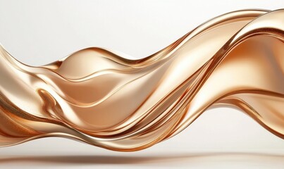 Fototapeta premium Abstract gold liquid wave flow, white background, elegant design, luxury texture, website banner