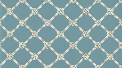 Fototapeta premium Seamless Pattern of Intertwined Rope Knots in a Diamond Lattice Design