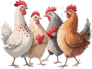 Four Hens Valentine's Day