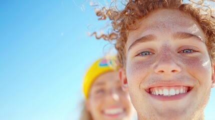 Smiling Teenagers Outdoors, Happy Expressions, Sunny Day, Social Connection