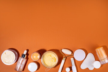 Tallow cream, serum and facial skin care products in sticks. Trendy cream based on animal fat,...