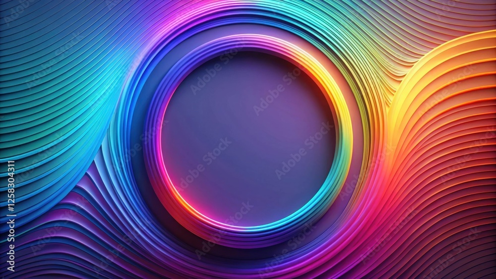 Poster Abstract Colorful Swirling Circular Design with Central Empty Space Ideal for Branding and Advertisement