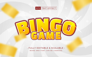 bingo game editable text effect on white background. money blurred effect