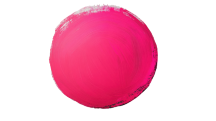 Pink paint stroke circle on transparent background