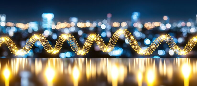Golden lightscape over city at night; website banner
