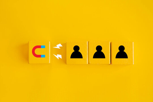 Magnet attracting new customer or employee; customer retention, Marketing strategy concept