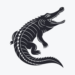 Crocodile black silhouette vector illustration