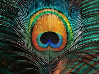Obraz premium Vibrant peacock feather display nature macro photography close-up colorful patterns wildlife beauty