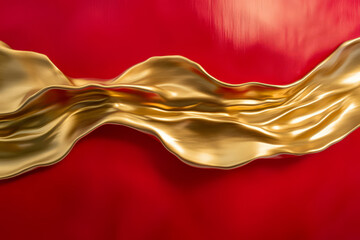 abstract flowing design in gold, blending into red, creating a sense of rhythm and balance in color.