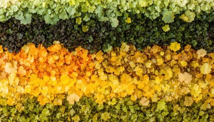 A visually dynamic autumn carpet pattern filled with bright, layered leaves from different tree species