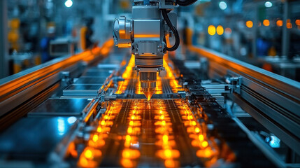 Manufacturing solar panels with automated assembly lines and clean workflows