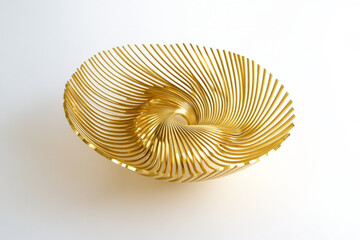circular wave in gold, gently spiraling outward in a fluid motion, creating an elegant sense of movement.