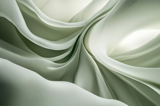 curved abstract shapes in light green, flowing together and pulling apart to create an elegant, natural movement.