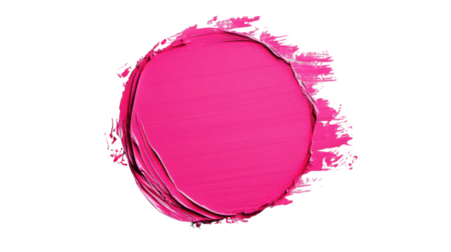 Pink paint stroke in perfect circle shape on transparent background - Powered by Adobe