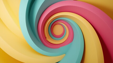 Fototapeta premium Colorful Spiral Abstract Background with Smooth Curves and Layers