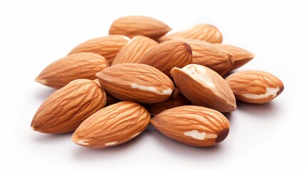 Isolated Cut Out Almonds on White Background