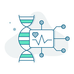Genetic Health Technology Icon – A DNA strand connected to a digital health interface, symbolizing biotech, genetics, medical research, or digital healthcare.