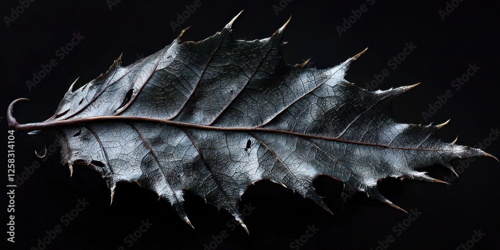Poster leaf with a black stem and a brown tip