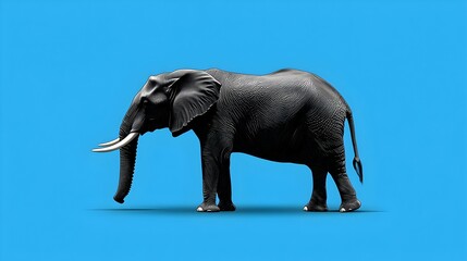 Obraz premium Pixel Art Black Elephant on Blue Background