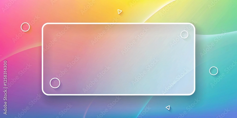 Leinwandbilder pastel rainbow background with blank rectangular frame for text or image