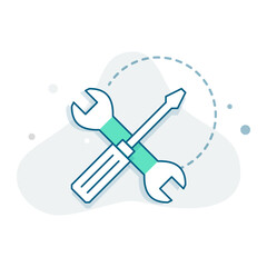 Tools and Maintenance Icon – A vector illustration of a wrench and screwdriver crossed, symbolizing tools, repair, settings, or maintenance.