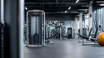 Empty Modern Gym With Exercise Equipment