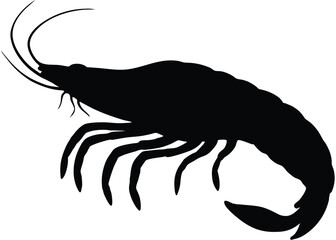 Obraz premium Silhouette of shrimp isolated on a white background