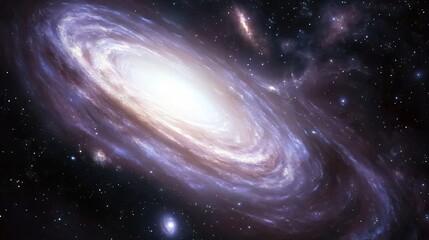 Fototapeta premium Vibrant Nebula Space Scene with Intricate Patterns of Gases and Distant Spiraling Galaxies