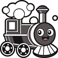 A majestic vintage steam locomotive, billowing thick, dark smoke, stands majestically in a field.  Detailed, realistic rendering.