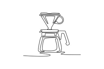 Coffee tools concept. Single line draw design vector graphic illustration.	