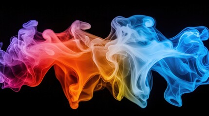 Obraz premium Colorful Smoke Waves Blending in Vibrant Swirls on Black Background
