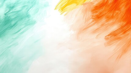 A vibrant abstract representation featuring green, white, and orange colors, evoking themes of unity and celebration.