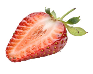 slice of strawberry in isolated on transparent background png