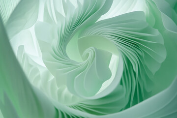 Fototapeta premium looping abstract shapes in light green, slowly undulating in rhythm, forming a peaceful, ambient background for videos.