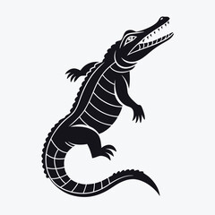 Crocodile black silhouette vector illustration
