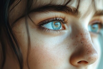 Fototapeta premium Optimise vision by contact lens, Close-up of woman face during insert contact lens to her eyes