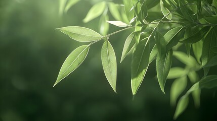 Obraz premium Closeup Of Green Leaves In Sunlight
