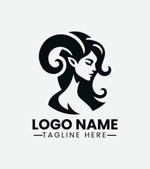 Faun Woman Logo, Forest Nymph Logo, Nature Spirit Logo