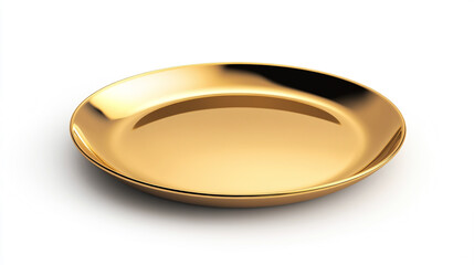 Elegant Minimalist Golden Plate with a Smooth, Reflective Finish