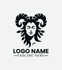 Faun Woman Logo, Forest Nymph Logo, Nature Spirit Logo