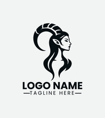 Faun Woman Logo, Forest Nymph Logo, Nature Spirit Logo