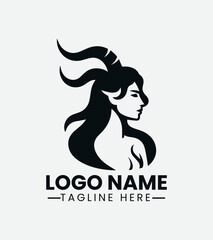 Faun Woman Logo, Forest Nymph Logo, Nature Spirit Logo