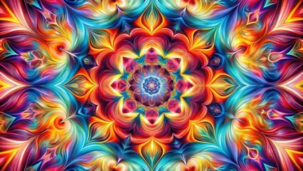 Vibrant Swirling Kaleidoscope A Psychedelic Floral Mandala Design