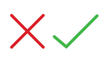 Obraz premium Cross mark and Check mark icon vector, red and green check and cross icons. Right and cross sign concept. vector illustration. 