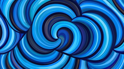 Abstract Ocean Waves in Shades of Blue Swirling Patterns Design