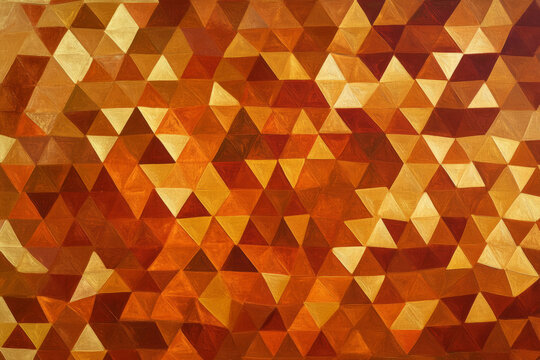 A repeating triangular tessellation pattern in shades of burnt orange and gold, creating a warm and energetic abstract background.