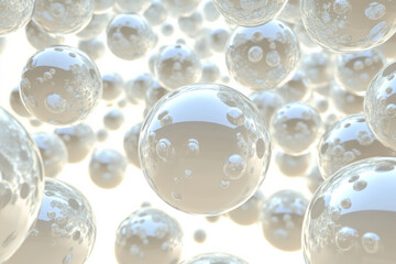 Fototapeta premium rendering of simple white spheres floating in mid-air, with soft ambient light and clean, uncluttered background.