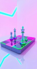 Neon Chess Game Scene